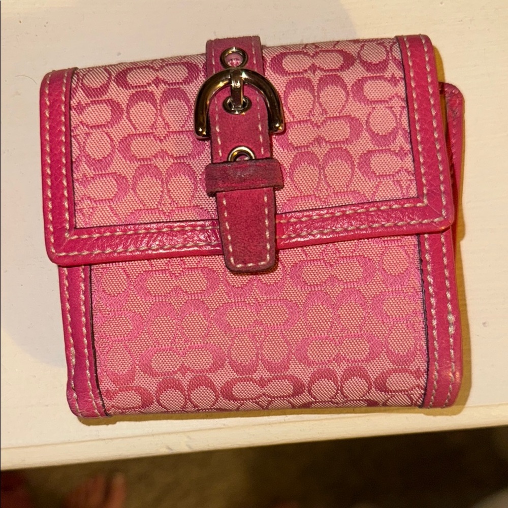 Coach Fuchsia Signature Wallet with Buckle